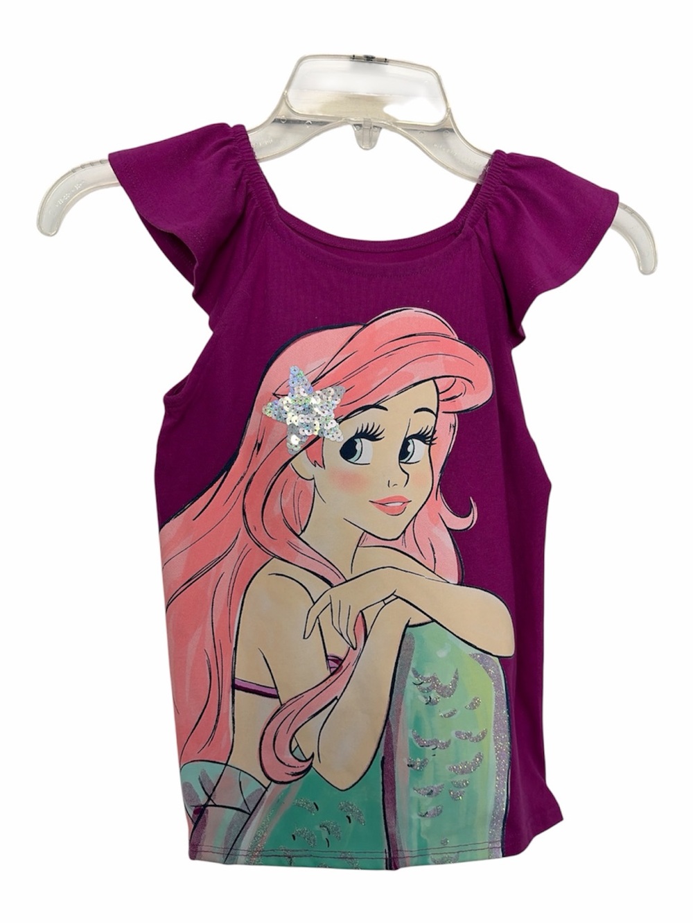 Disney Girls Purple Ariel Graphic Tank Top with Sequin Star